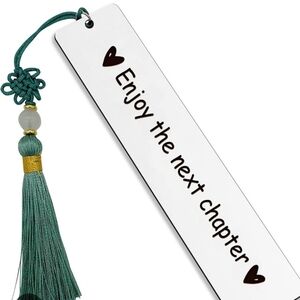 Silver Bookmark with Green Tassel